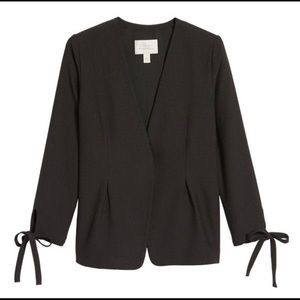 Hinge Black Medium Open-Front Tie-Sleeve Jacket